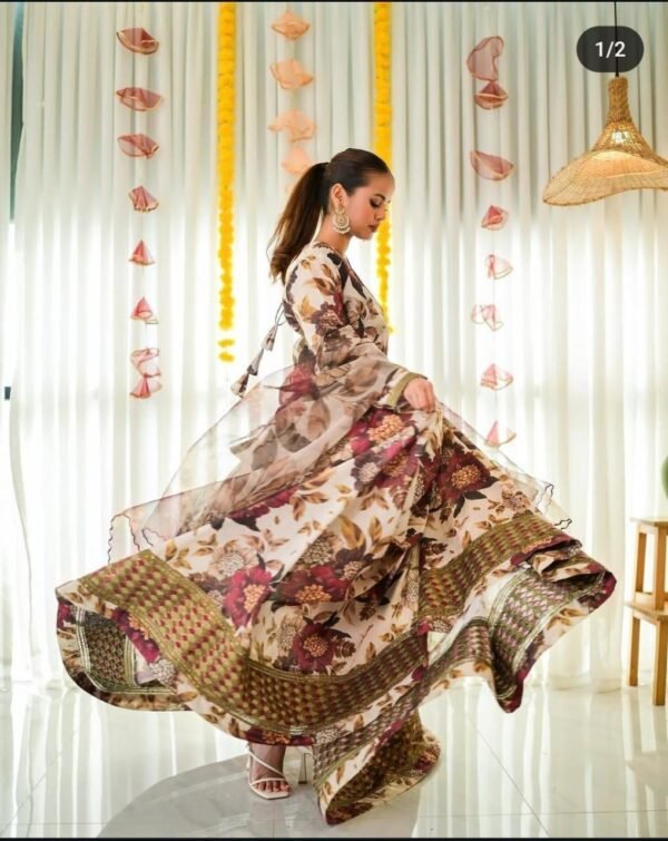 Multicolor printed Maxi suit -  3 Pcs Women's Stitched Set
