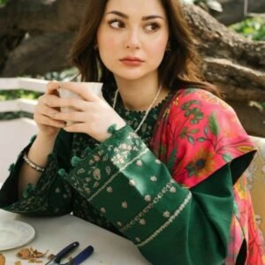 Article#9 3pcs Women's Unstitched Lawn Embroidered suit