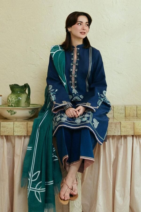 Article#5 3pcs Women's Unstitched Lawn Embroidered suit - Image 2