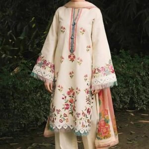 Article#7 3pcs Women's Unstitched Lawn Embroidered suit