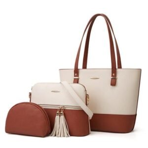 Women's PU Leather Textured Hand Bag Set