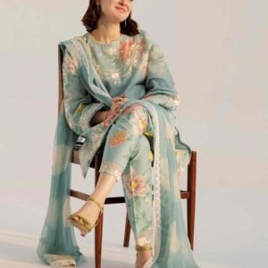 Article#10 3pcs Women's Unstitched Lawn Embroidered suit