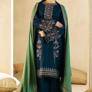 Article#2 3pcs Women's Blue Unstitched Lawn Embroidered suit