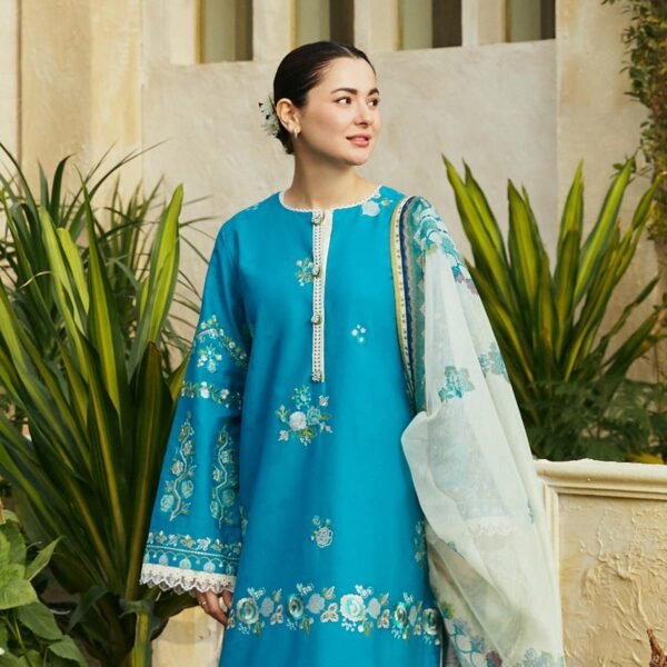 Article#6 3pcs Women's Unstitched Lawn Embroidered suit - Image 2