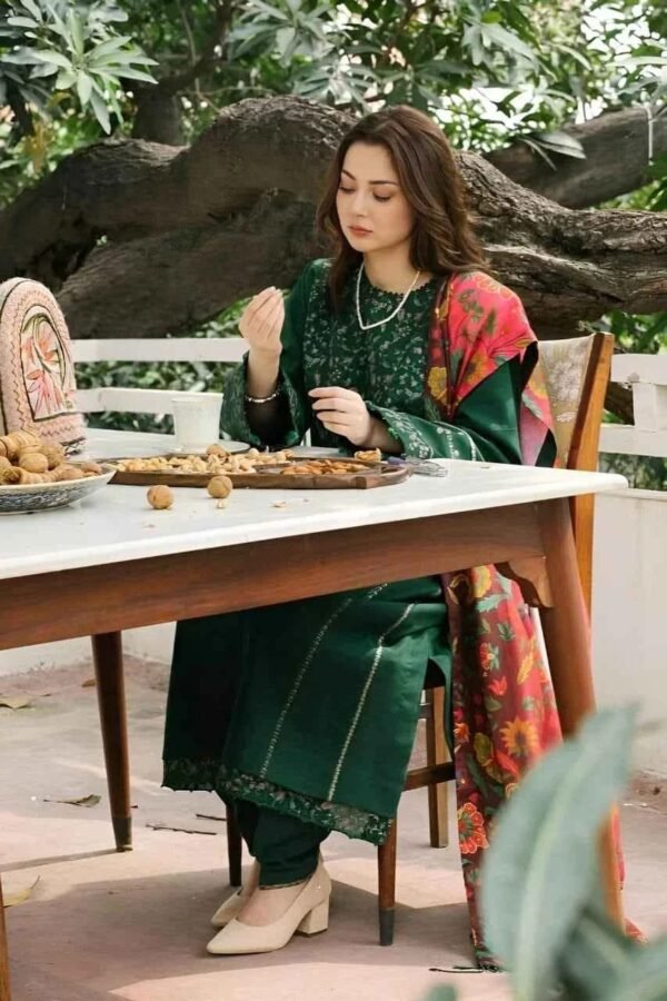 Article#9 3pcs Women's Unstitched Lawn Embroidered suit - Image 2