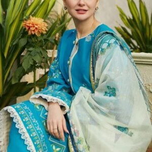 Article#6 3pcs Women's Unstitched Lawn Embroidered suit