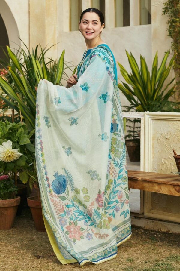 Article#6 3pcs Women's Unstitched Lawn Embroidered suit - Image 3